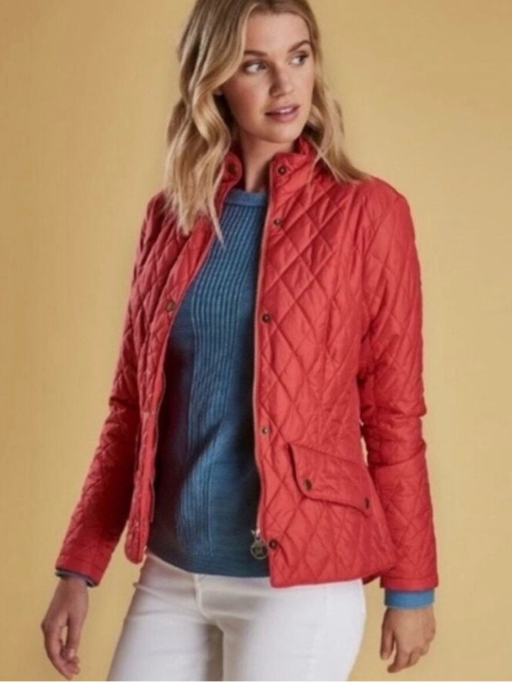 NEW Barbour Cabalry Red Quilted Puffer Jacket, Size 4